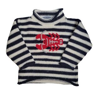 Mexicali Blues Kids Sweater Alpaca Wool Size 0 Navy Stripe Lobster Knit Coastal
